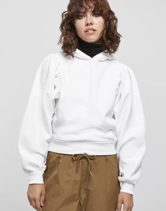 Дамски суичър в бял цвят Ladies Organic Gathering Batwing Hoody, Суичъри - Hoodstyle.bg