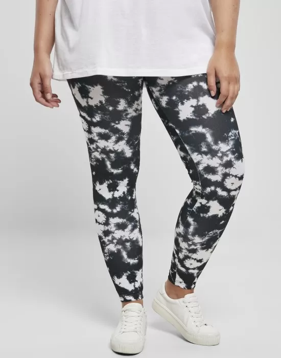 Дамски клин в черно-бяло Urban Classics Ladies Tie Dye Leggings, Клинове - Hoodstyle.bg