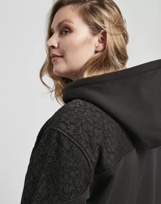 Дамски суичър в черно от Urban Classics Ladies Lace Inset, Суичъри - Hoodstyle.bg