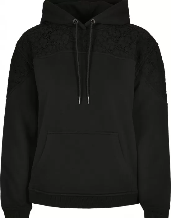 Дамски суичър в черно от Urban Classics Ladies Lace Inset, Суичъри - Hoodstyle.bg