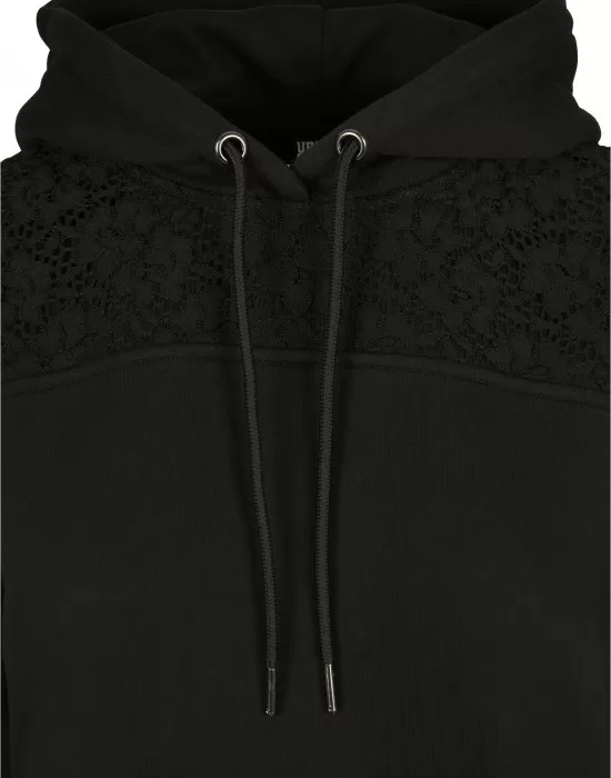 Дамски суичър в черно от Urban Classics Ladies Lace Inset, Суичъри - Hoodstyle.bg