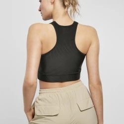 Дамски спортен къс топ Urban Classics Cropped Shiny Rib
