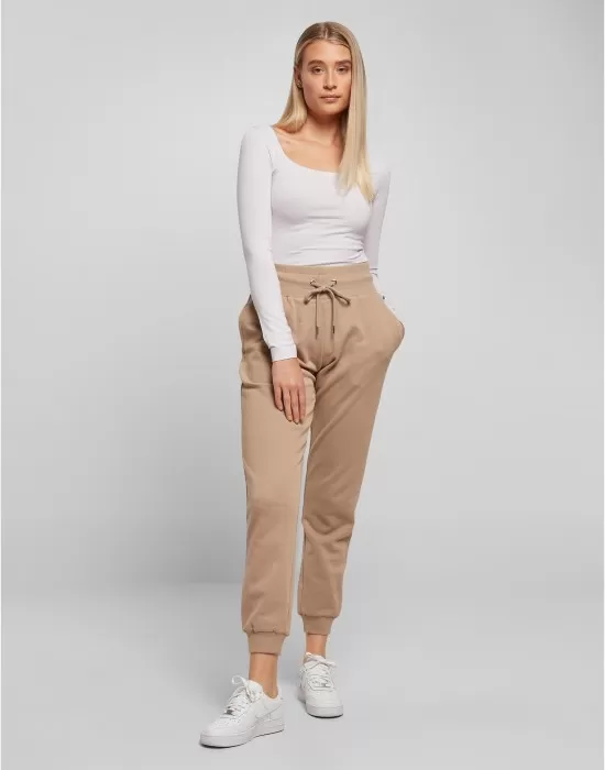 Дамско спортно долнище в бежов цвят Ladies High Waist Pants, Долнища - Hoodstyle.bg