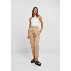 Дамско долнище в бежов цвят Urban Classics Ladies High Waist Pants