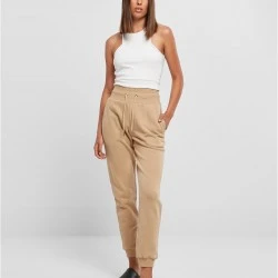 Дамско долнище в бежов цвят Urban Classics Ladies High Waist Pants