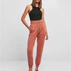 Дамско долнище в цвят праскова Urban Classics Ladies High Waist Pants