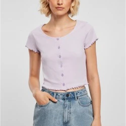 Дамски топ в лилав цвят Ladies Cropped Button Up