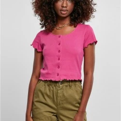 Дамски топ в розов цвят Ladies Cropped Button Up