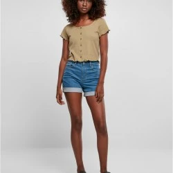 Дамски топ в цвят каки Ladies Cropped Button Up