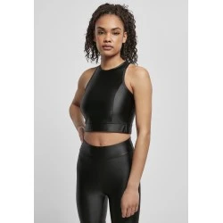 Дамски топ в черен цвят Urban Classics Cropped Shiny 