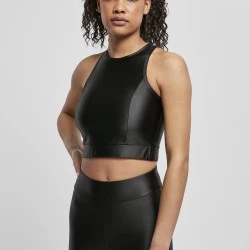 Дамски топ в черен цвят Urban Classics Cropped Shiny 