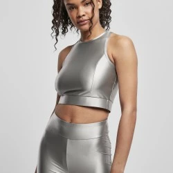 Дамски топ в сребрист цвят Urban Classics  Cropped Shiny 