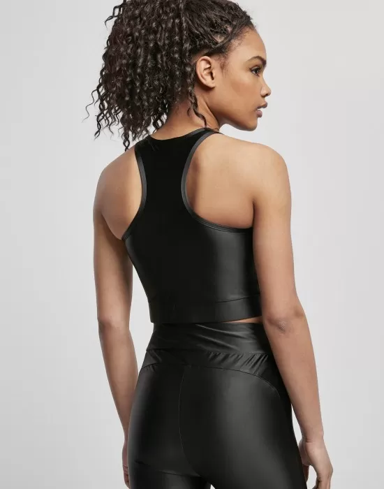 Дамски топ в черен цвят Urban Classics Cropped Shiny, Топове - Hoodstyle.bg