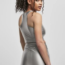 Дамски топ в сребрист цвят Urban Classics  Cropped Shiny 