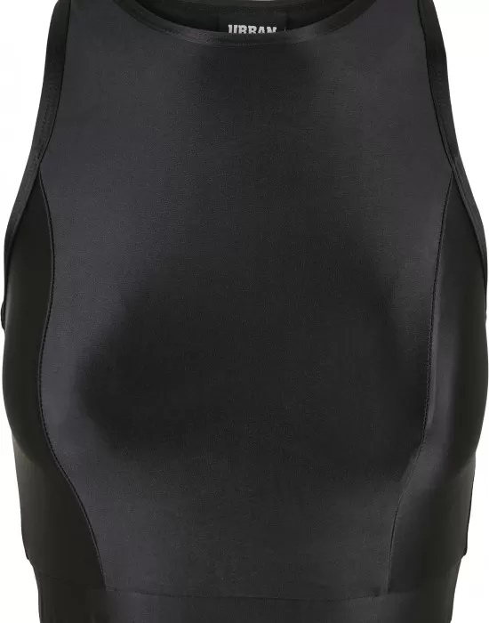 Дамски топ в черен цвят Urban Classics Cropped Shiny, Топове - Hoodstyle.bg