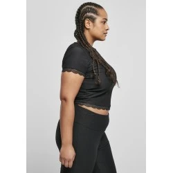 Дамска тениска с дантела в черен цвят Ladies Tee black