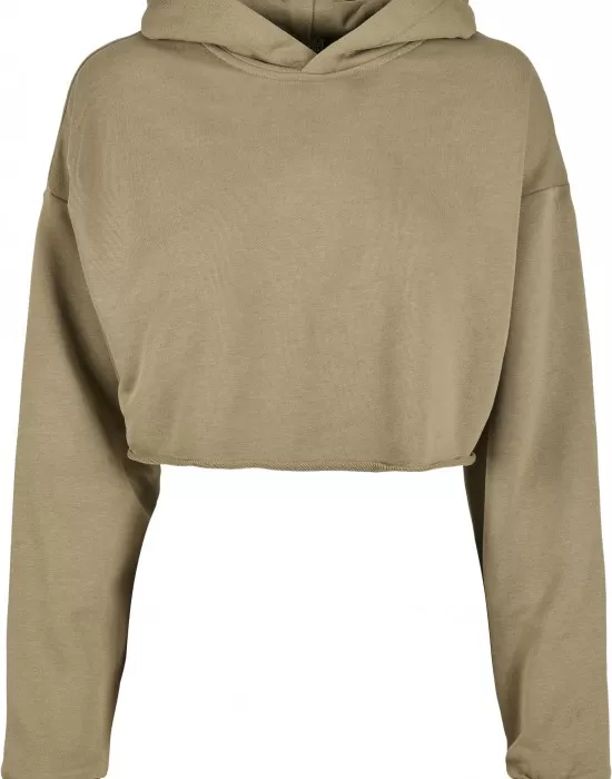 Дамски къс суичър в цвят каки Urban Classics, Суичъри - Hoodstyle.bg