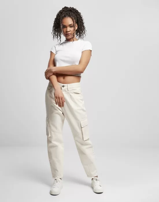 Дамски карго панталон в пясъчен цвят Ballon Fit Cargo Twill Pants, Панталони - Hoodstyle.bg