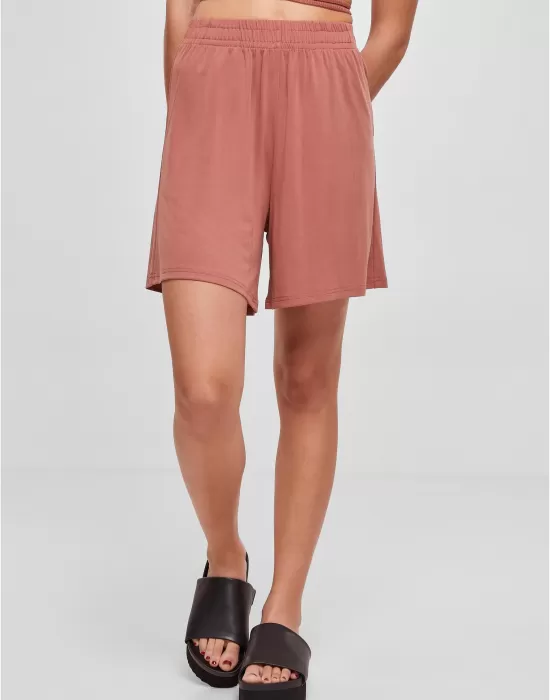 Дамски къси панталони в цвят праскова Urban Classics Ladies Shorts, Къси панталони - Hoodstyle.bg