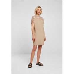 Дамска рокля с дантела в бежов цвят Ladies Dress