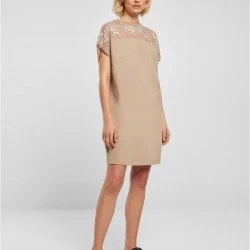 Дамска рокля с дантела в бежов цвят Ladies Dress