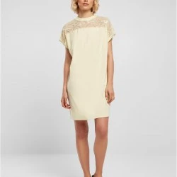 Дамска рокля с дантела в светложълт цвят Ladies Dress