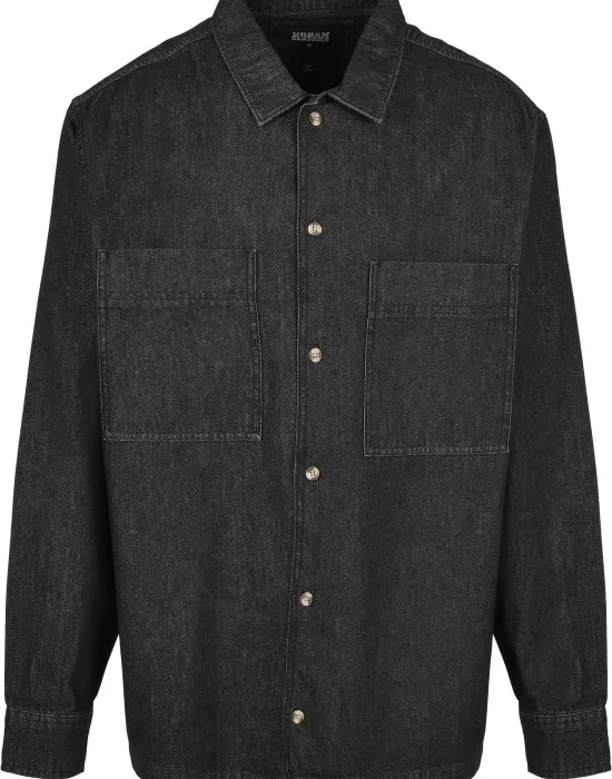 Мъжка дънкова риза в черен цвят Urban Classics Oversized Denim Shirt, Ризи - Hoodstyle.bg