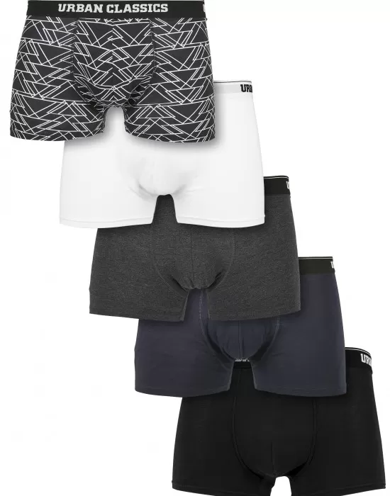 Комплект от 5 чифта боксерки Urban Classics /aop white grey navy black, Мъже - Hoodstyle.bg