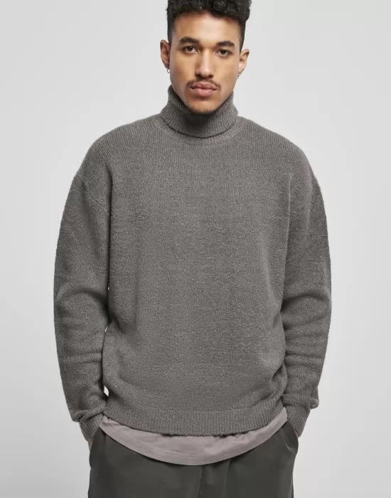 Мъжки поло пуловер в сив цвят Urban Classics Roll Neck, Блузи - Hoodstyle.bg