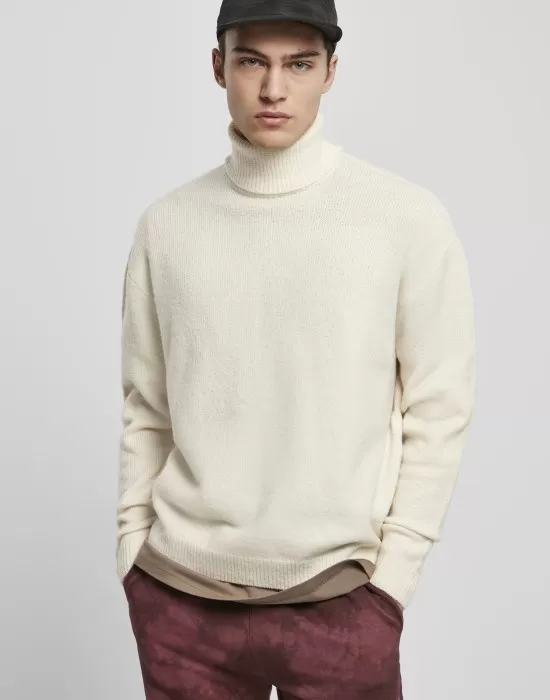 Мъжки поло пуловер в пясъчен цвят Urban Classics Roll Neck, Блузи - Hoodstyle.bg