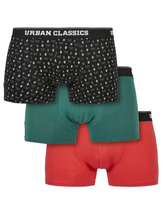 Комплект 3 чифта боксерки Urban Classics /nicolaus aop treegreen popred, Мъже - Hoodstyle.bg