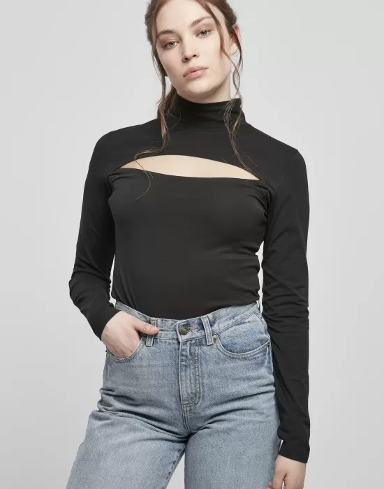 Дамско поло с отворено деколте Urban Classics Ladies Cut-Out Turtleneck Longsleeve, Блузи - Hoodstyle.bg
