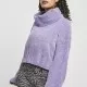Дамски къс пуловер в лилав цвят Urban Classics Ladies Short Chenille Turtleneck Sweater, Блузи - Hoodstyle.bg