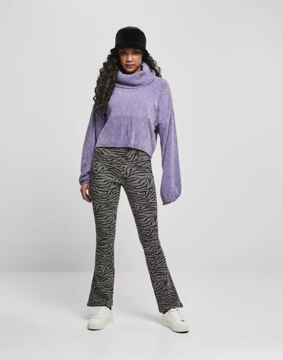 Дамски къс пуловер в лилав цвят Urban Classics Ladies Short Chenille Turtleneck Sweater, Блузи - Hoodstyle.bg
