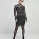 Дамска двуслойна рокля в черен цвят Urban Classics  Ladies AOP Double Layer Dress, Рокли - Hoodstyle.bg