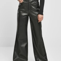 Дамски панталони от изкуствена кожа Urban Classics Ladies Faux Leather Wide Leg Pants