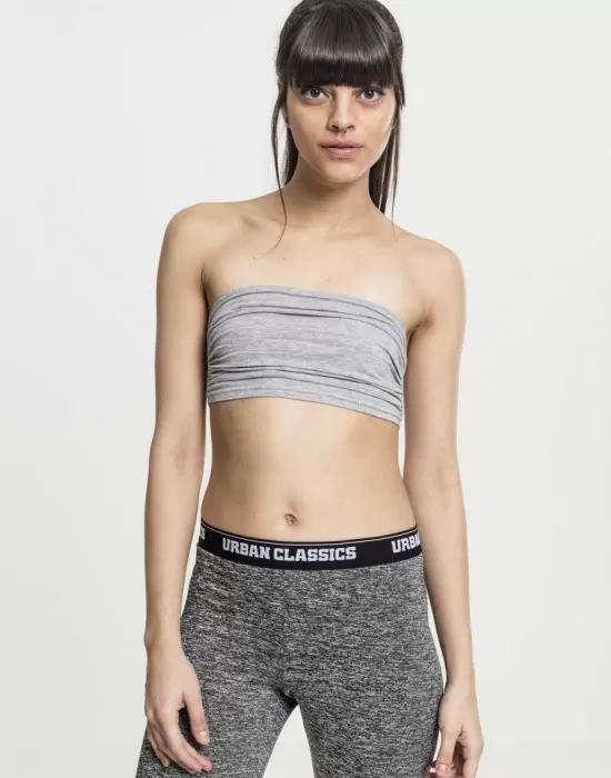 Дамски топ в сив цвят Urban Classics Ladies Bandeau Top grey, Жени - Hoodstyle.bg