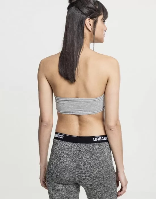 Дамски топ в сив цвят Urban Classics Ladies Bandeau Top grey, Жени - Hoodstyle.bg