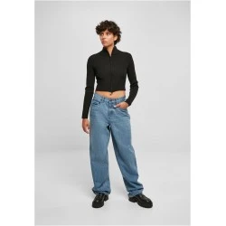 Дамски широки дънки в син цвят Urban Classics Ladies Denim Pants