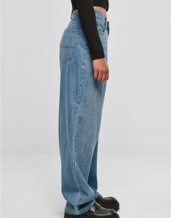 Дамски широки дънки в син цвят Urban Classics Ladies Denim Pants, Дънки - Hoodstyle.bg