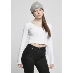 Дамска жилетка в бял цвят Urban Classics Ladies Cropped Rib Cardigan 