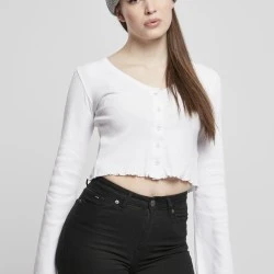 Дамска жилетка в бял цвят Urban Classics Ladies Cropped Rib Cardigan 