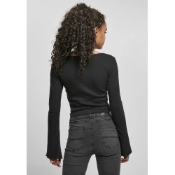 ДАМСКА ЖИЛЕТКА В ЧЕРЕН ЦВЯТ URBAN CLASSICS LADIES CROPPED RIB CARDIGAN