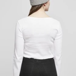 Дамска жилетка в бял цвят Urban Classics Ladies Cropped Rib Cardigan 