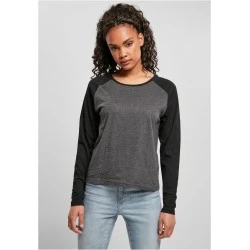 Дамска блуза в черно и сиво Ladies Contrast Longsleeve