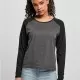 Дамска блуза в черно и сиво Ladies Contrast Longsleeve, Блузи - Hoodstyle.bg