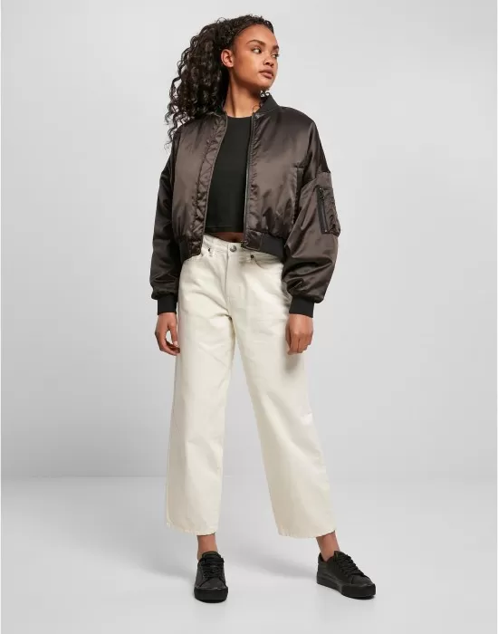 Дамско яке бомбър в черно Ladies Short Bomber Jacket, Якета - Hoodstyle.bg