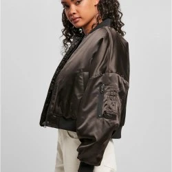 Дамско яке бомбър в черно Ladies Short Bomber Jacket