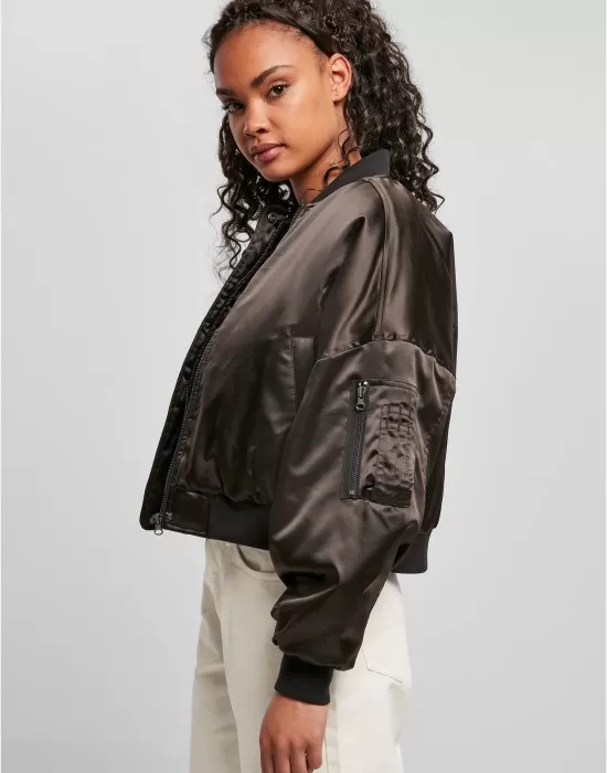 Дамско яке бомбър в черно Ladies Short Bomber Jacket, Якета - Hoodstyle.bg