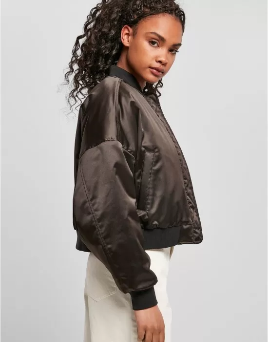 Дамско яке бомбър в черно Ladies Short Bomber Jacket, Якета - Hoodstyle.bg